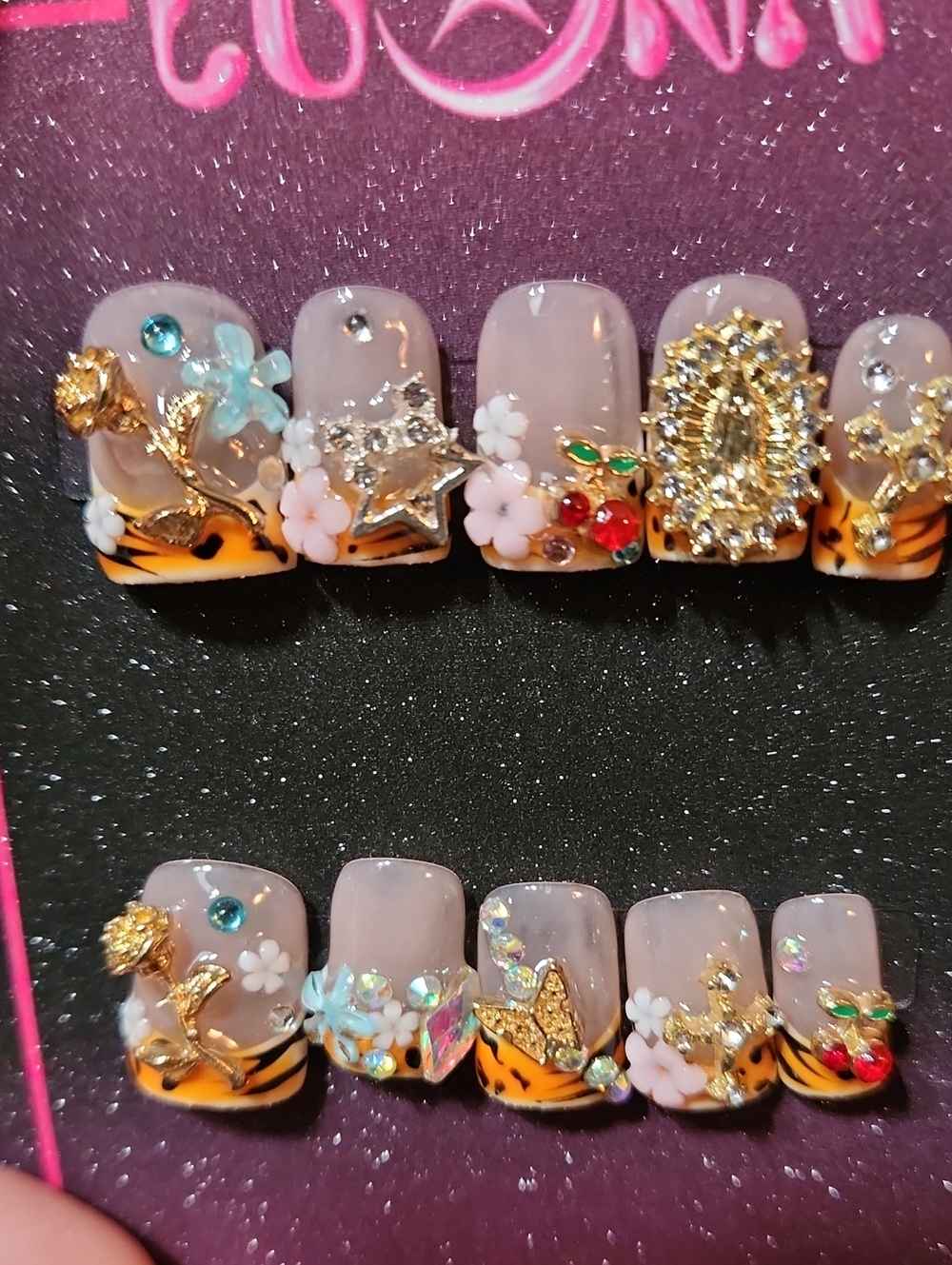 Tiger French Press On Nails. Size Small